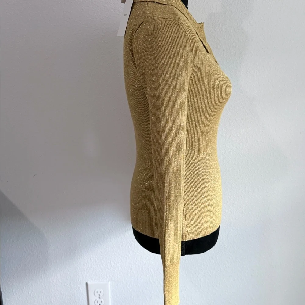 A.L.C. metallic ribbed collared top - Picture 4 of 8
